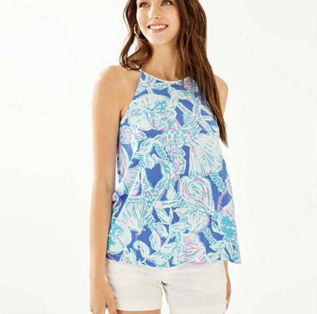 Lilly Pulitzer Margot Top Blue Haven Pop Up Into the Deep NWT Tank - Size XL (Retails $58)