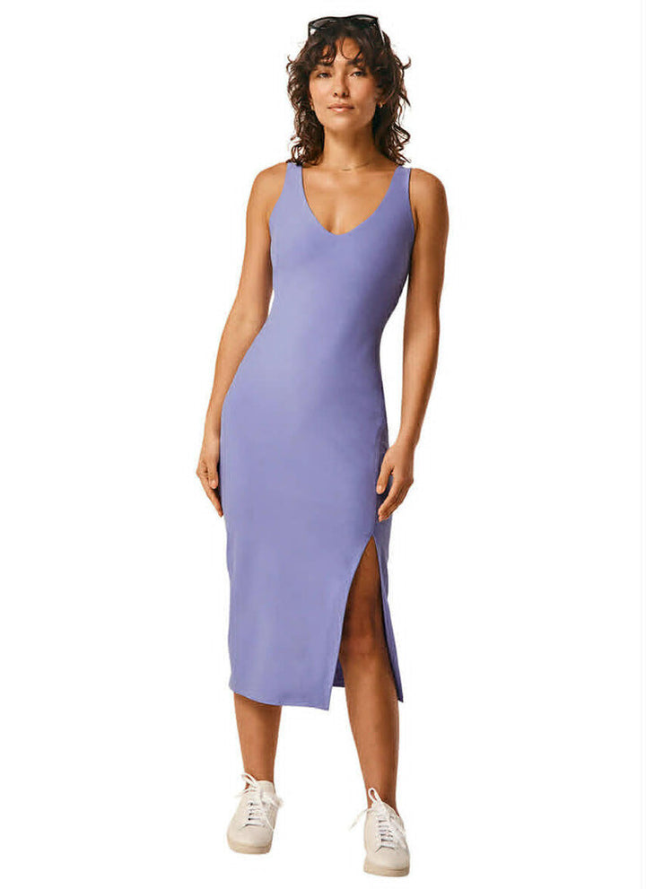 Beyond Yoga Spacedye Inspire Midi Dress in Periwinkle Cloud Heather - Size Medium
