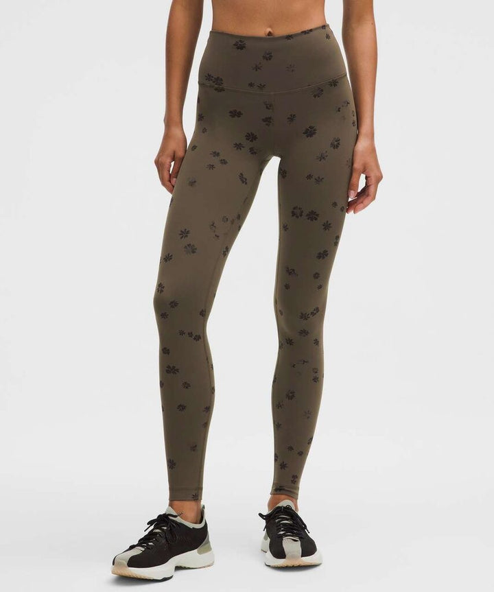 Lululemon Wunder Train High-Rise Tight 28" in Floral Breeze Olive Brown Black - Size 6(Retails $98)