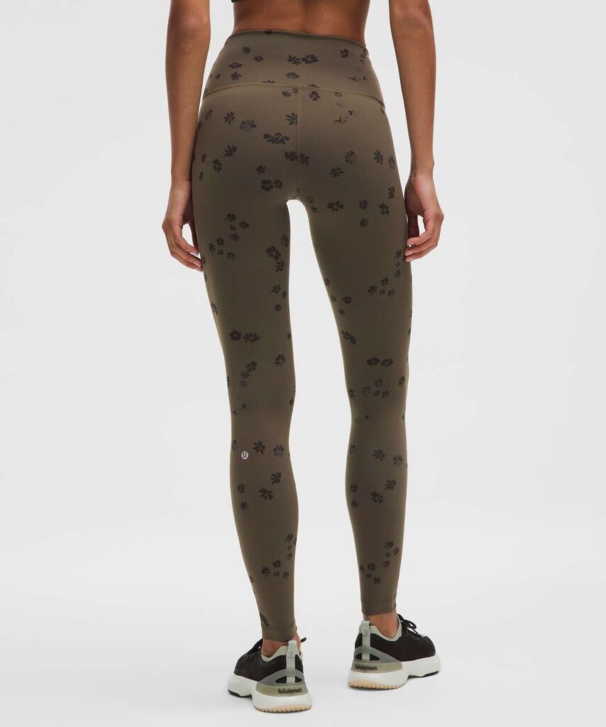 Lululemon Wunder Train High-Rise Tight 28" in Floral Breeze Olive Brown Black - Size 6(Retails $98)