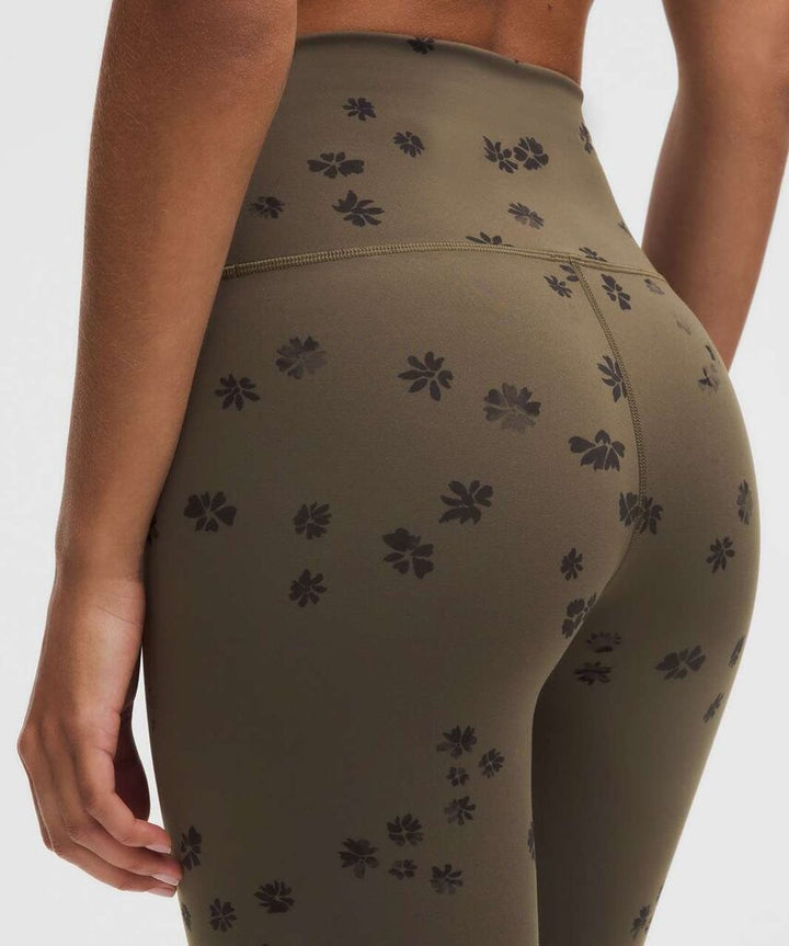 Lululemon Wunder Train High-Rise Tight 28" in Floral Breeze Olive Brown Black - Size 6(Retails $98)