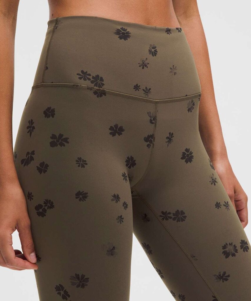 Lululemon Wunder Train High-Rise Tight 28" in Floral Breeze Olive Brown Black - Size 6(Retails $98)