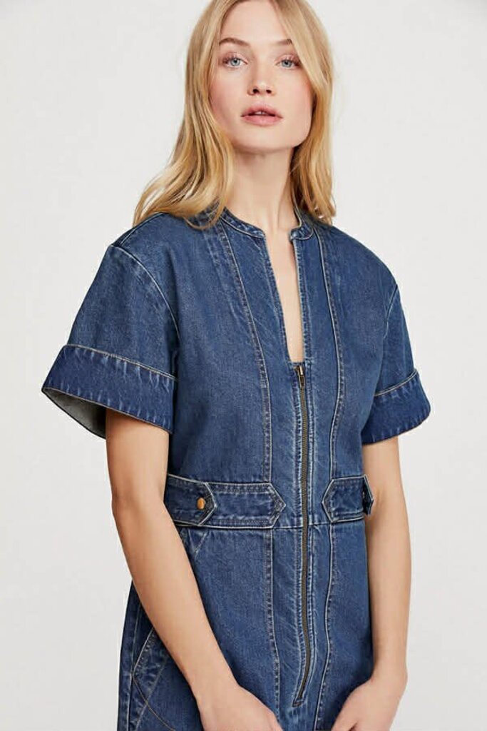 Free People Dream On Denim Mini Dress - Size XS (Retails for $148)