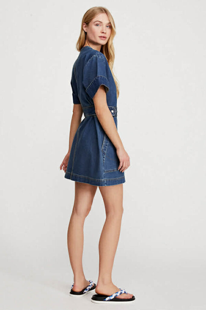 Free People Dream On Denim Mini Dress - Size XS (Retails for $148)