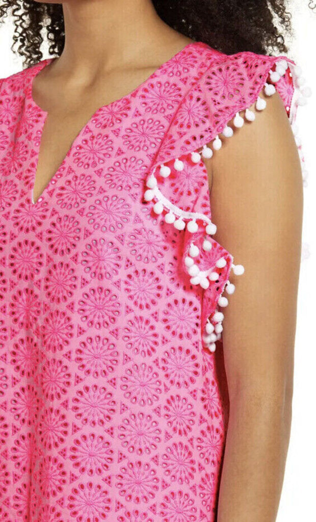 Lilly Pulitzer Astara Dress in Prosecco Pink Neon Geo Eyelet - Size XS