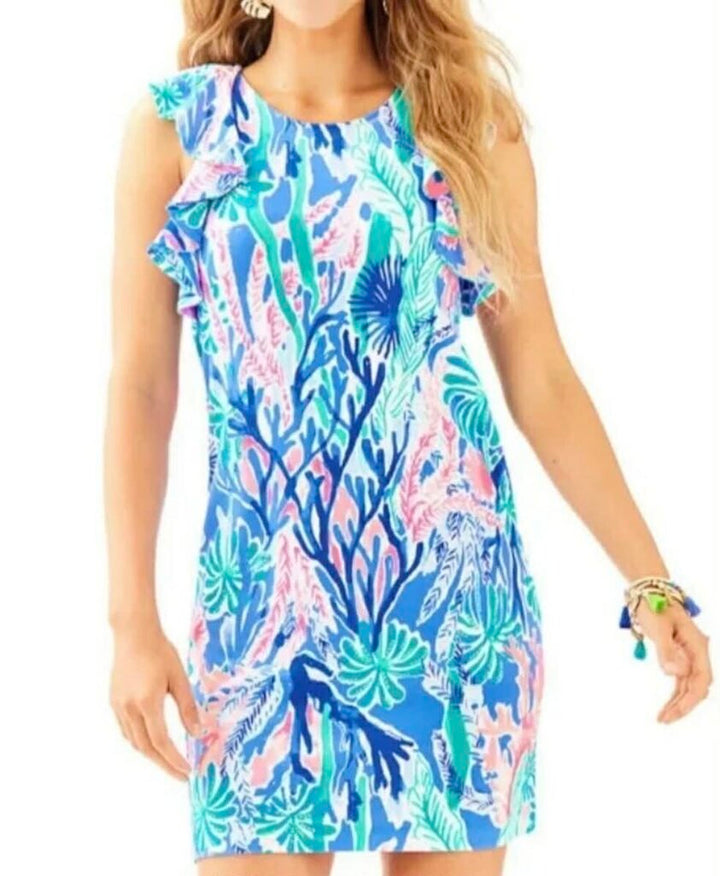 Lilly Pulitzer Esmeralda Ruffle Sleeve Dress in Jet Stream - Size Small