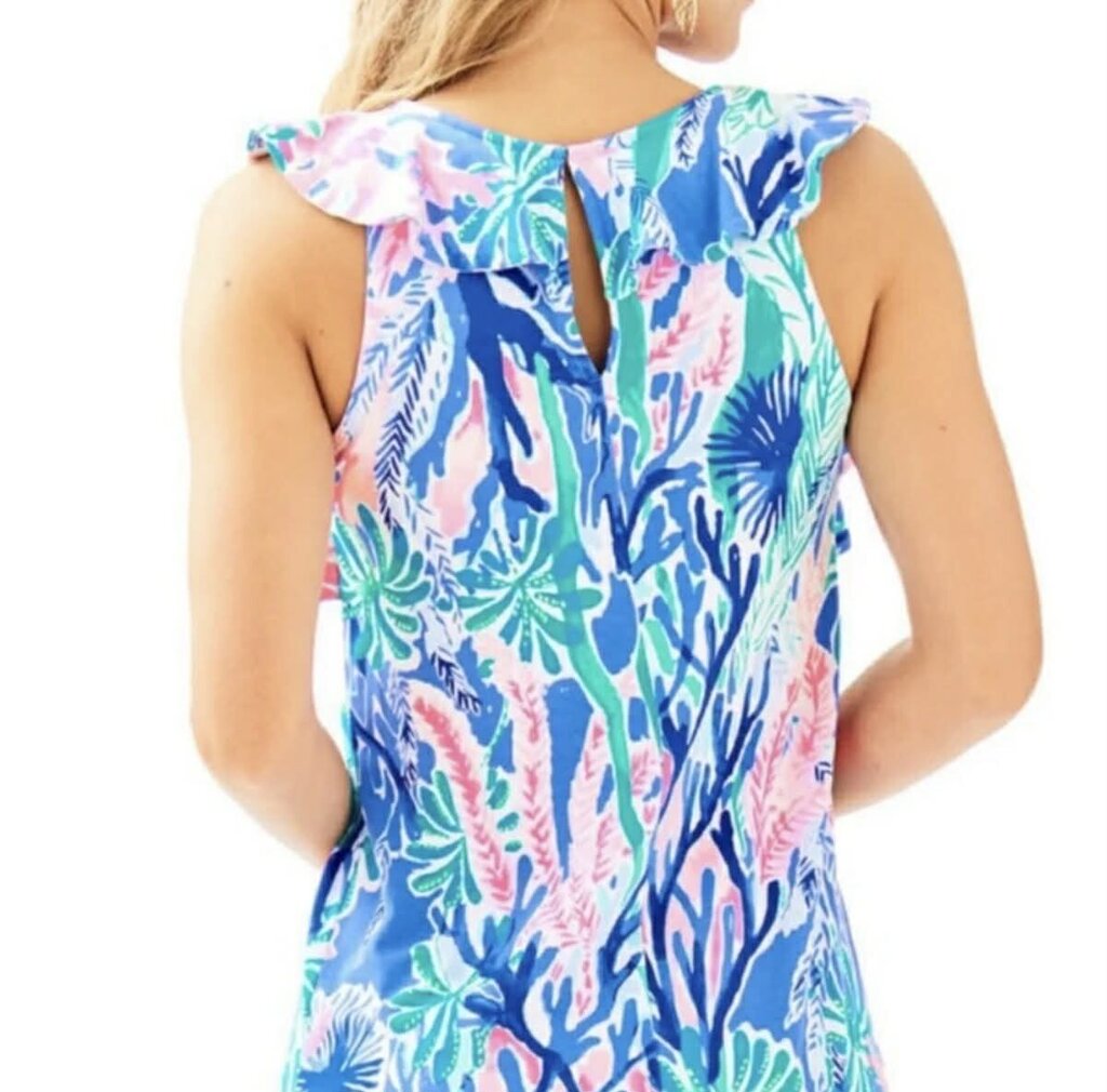 Lilly Pulitzer Esmeralda Ruffle Sleeve Dress in Jet Stream - Size Small