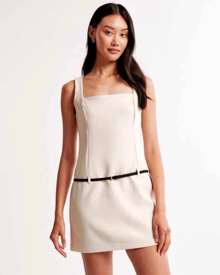 Abercrombie & Fitch NWT Square Neck Belted Mini Dress - Size Large