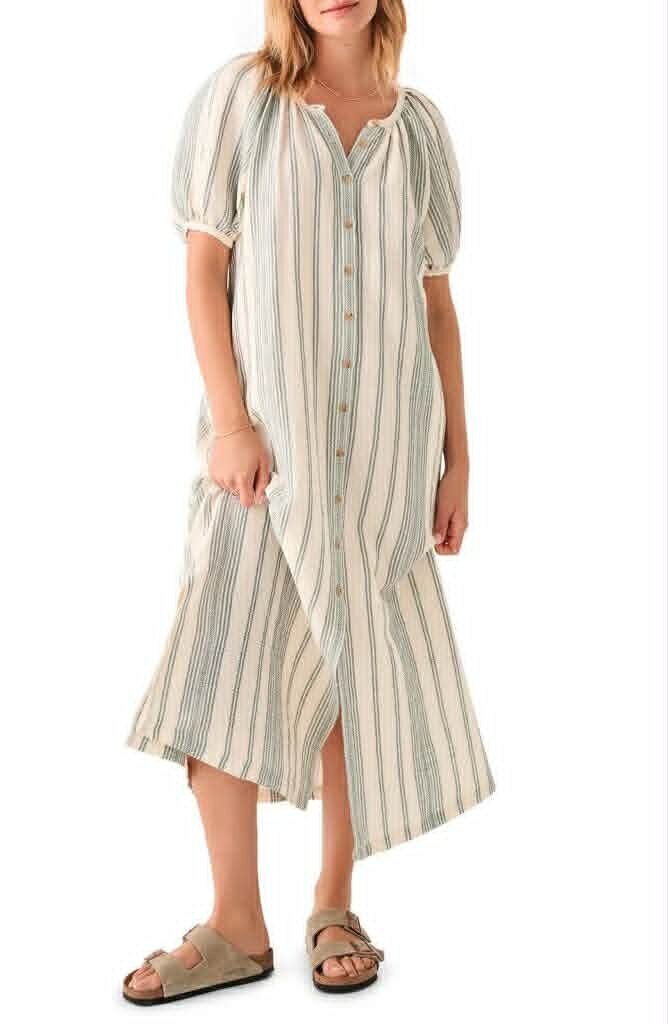 Faherty NWT Carmel Dream Stripe Organic Cotton Gauze Dress
