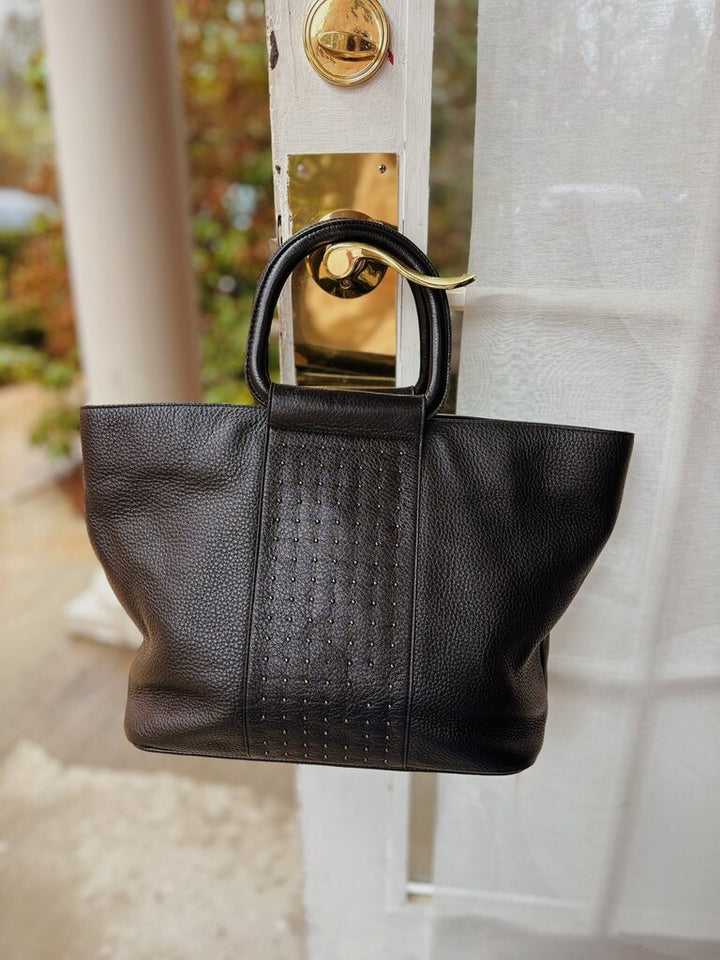 Halston Studded Leather Tote