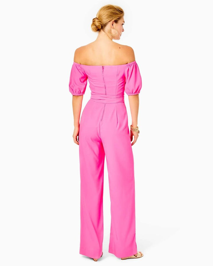 Lilly Pulitzer Jada Off The Shoulder Jumpsuit In Pink Isle - Size 2