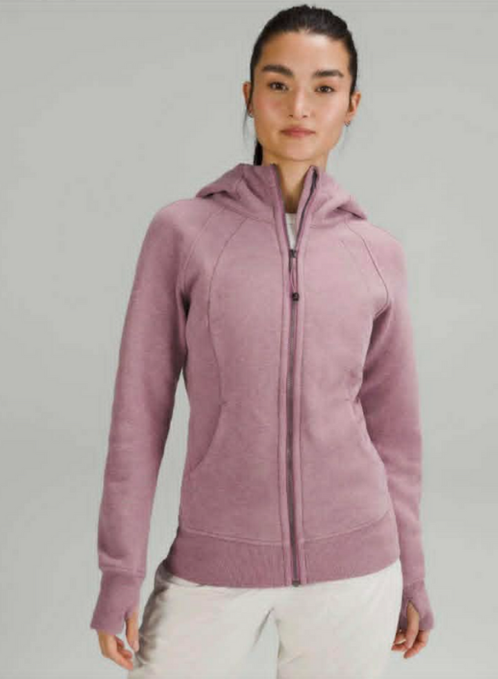 Lululemon Scuba Full Zip Hoodie In Heathered Velvet Dust - Size 4