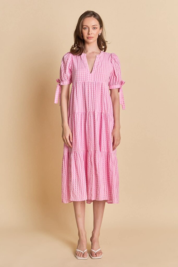 English Factory Gingham Tiered Midi Dress - Size Small