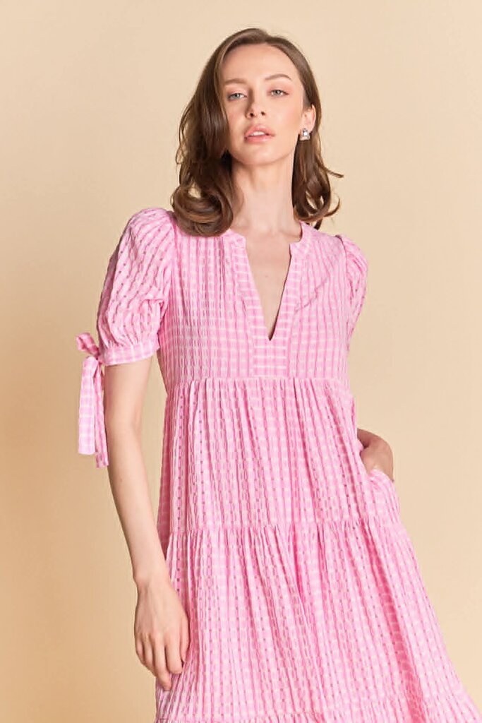 English Factory Gingham Tiered Midi Dress - Size Small
