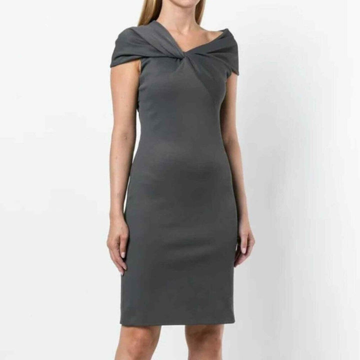 Helmut Lang Twist Rib Dress In Carbon - Size Medium