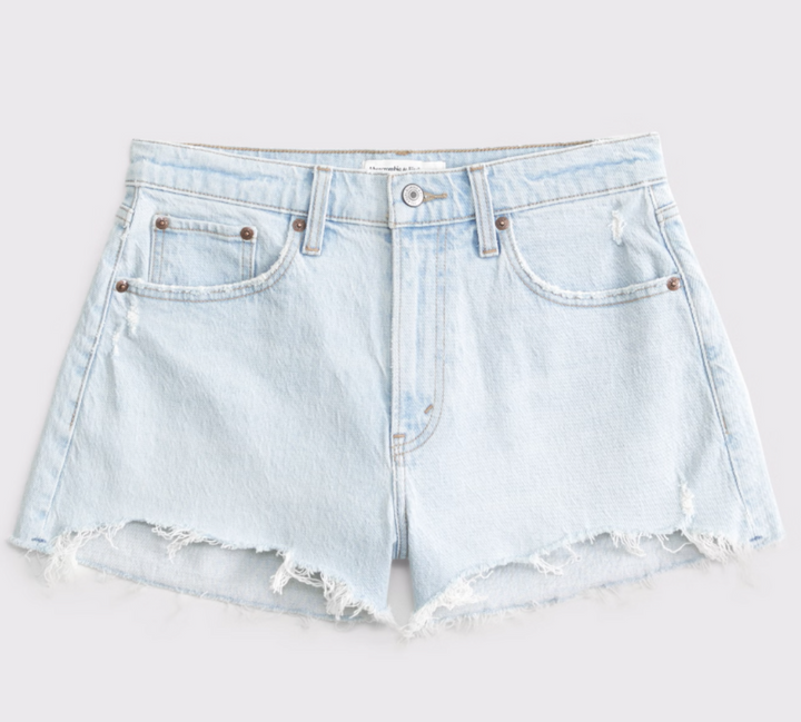 Abercrombie & Fitch NWT Curve Love High Rise Mom Short in Light Destroy - Size 30