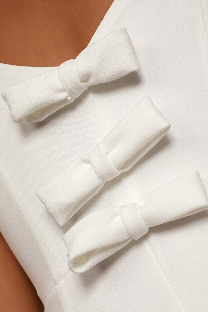 Lulus NWT You're a Gift White Bow Back Bodycon Midi Dress - Size Small (Retails for $79)
