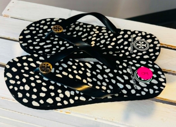 Tory Burch Pony Spotted Flip Flops - Size 9