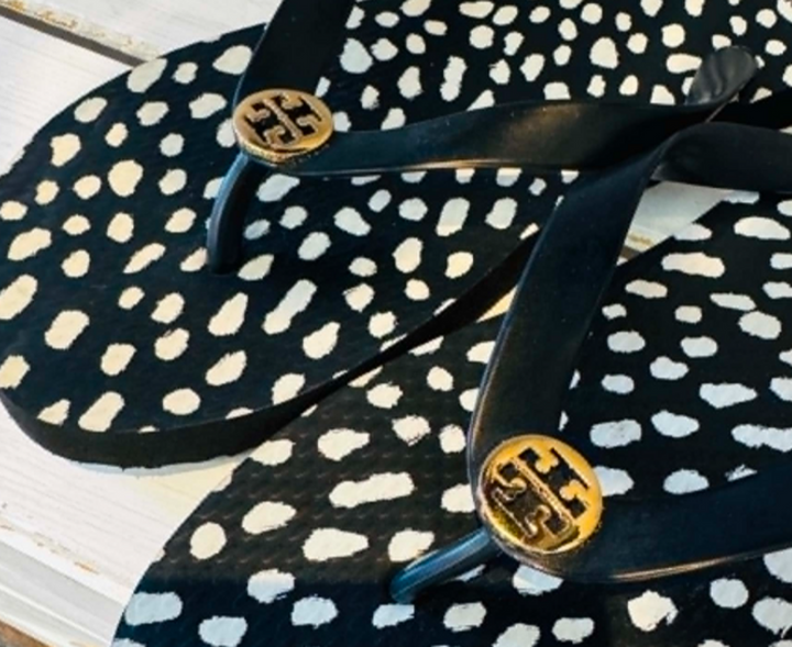 Tory Burch Pony Spotted Flip Flops - Size 9