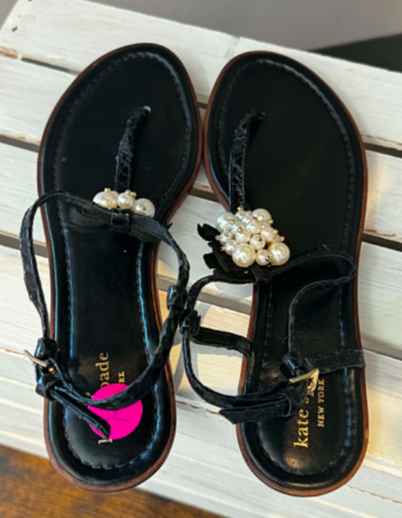 Kate Spade Black Strappy Pearl Sandals - Size 9