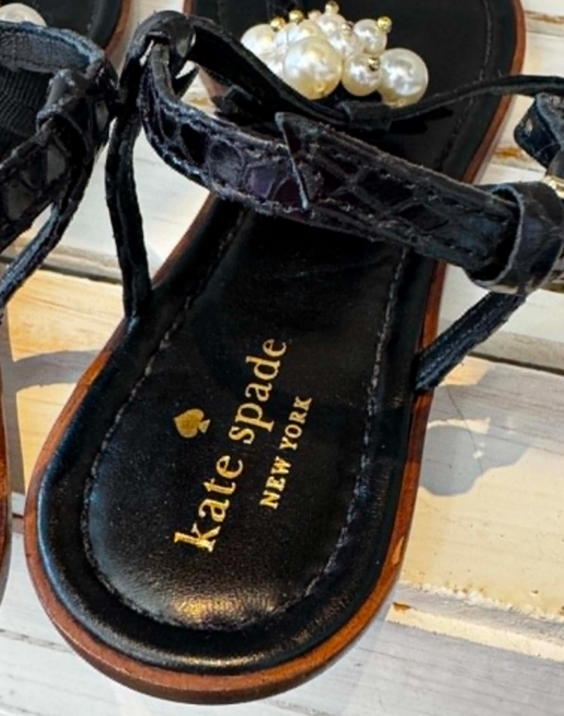 Kate Spade Black Strappy Pearl Sandals - Size 9