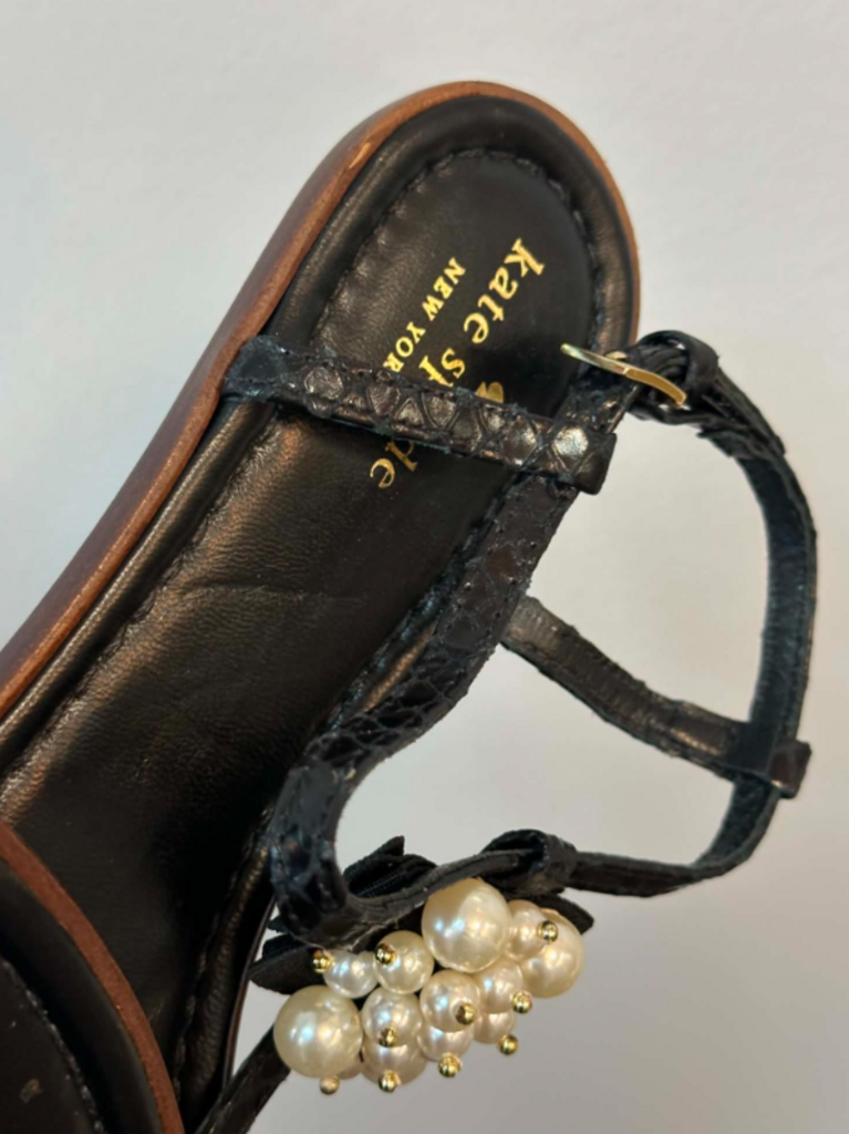 Kate Spade Black Strappy Pearl Sandals - Size 9