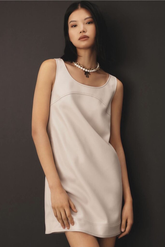Pilcro Faux-Leather Scoop-Neck Shift Mini Dress - Size 2