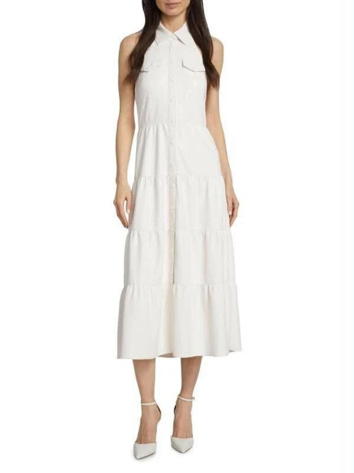 Alice + Olivia Miranda Faux-Leather Midi Dress - Size 12