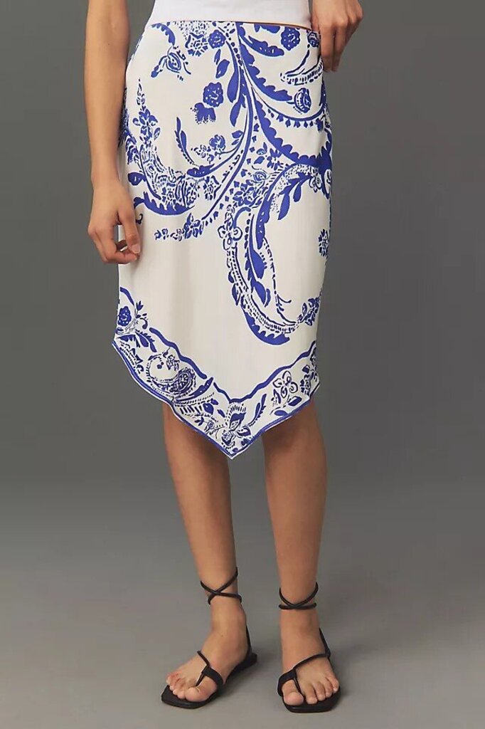 Maeve NWT Silky Hanky-Hem Midi Skirt - Size XS