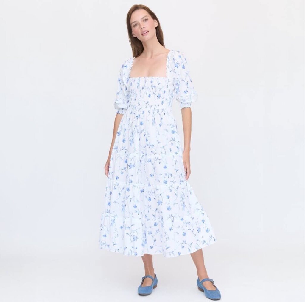 Hill House The Nesli Nap Dress in Blue Botanical