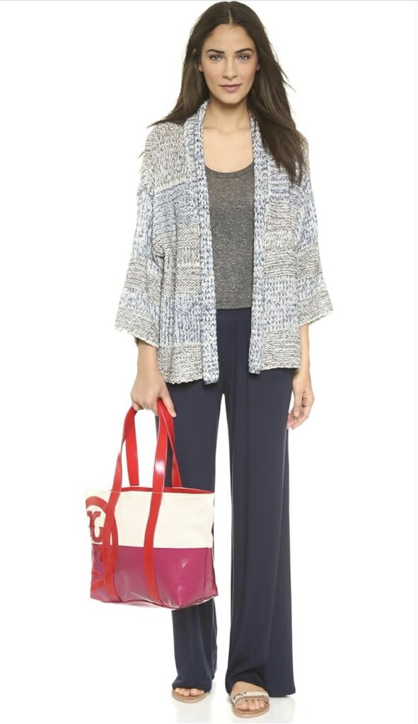 Tory Burch Large Logo Dipped Canvas Tote Red & Pink