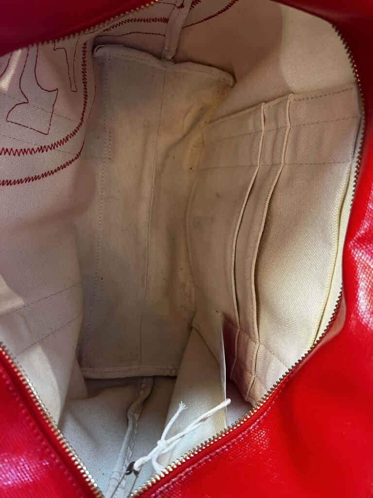 Tory Burch Large Logo Dipped Canvas Tote Red & Pink