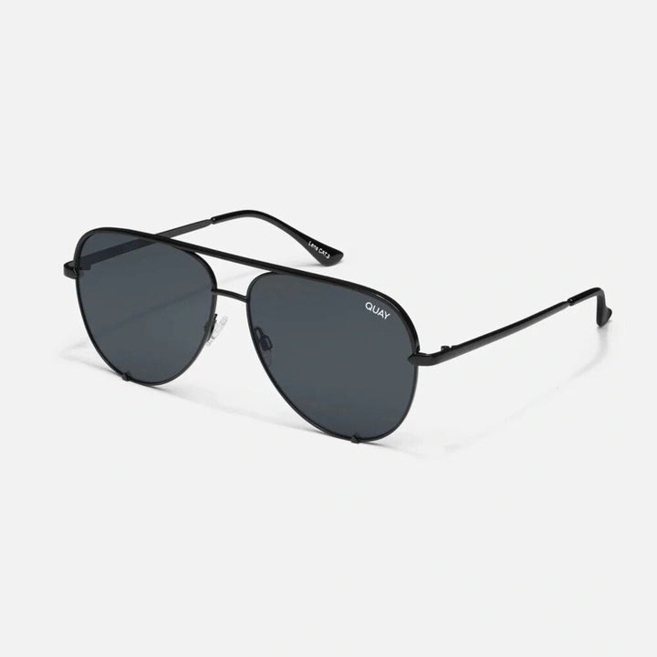 Quay High Key Aviator Sunglasses in Black/Smoke