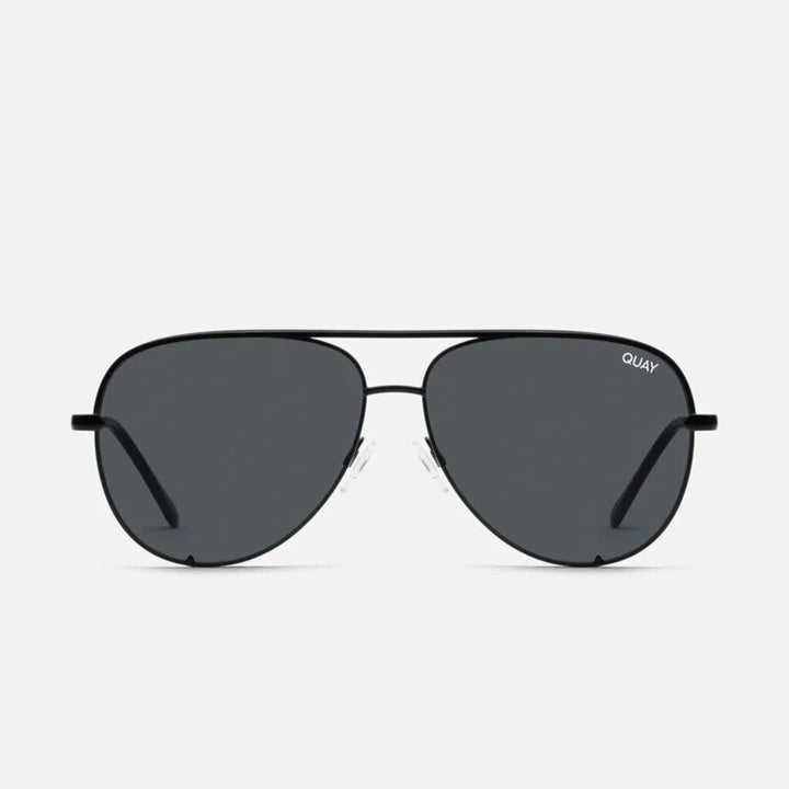 Quay High Key Aviator Sunglasses in Black/Smoke