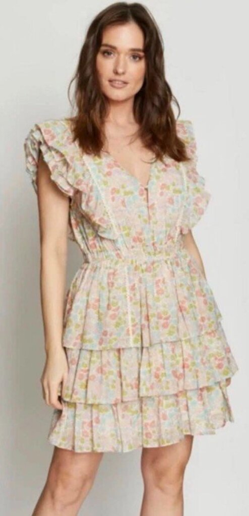 Love The Label Ines Floral Tiered Mini Dress - Size Large
