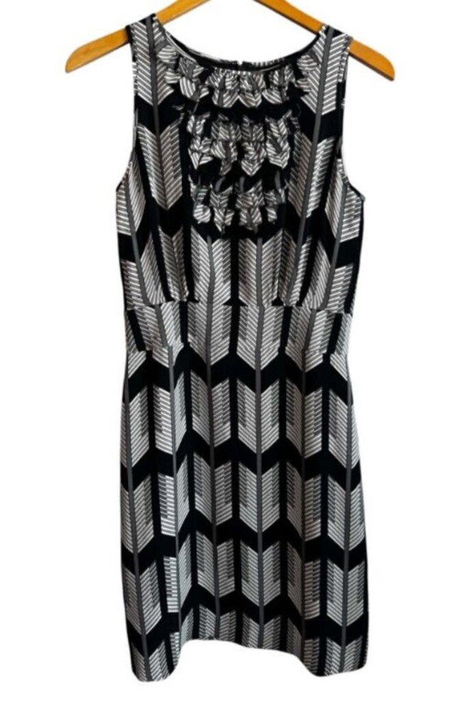 Tory Burch Tuxedo Ruffle Silk Dress - Size 8