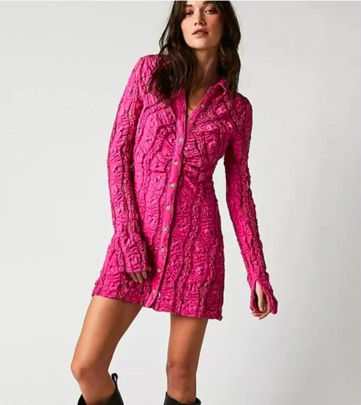 Free People NWT Shayla Lace Mini Dress in Pink (Retails for $158) - Size Small