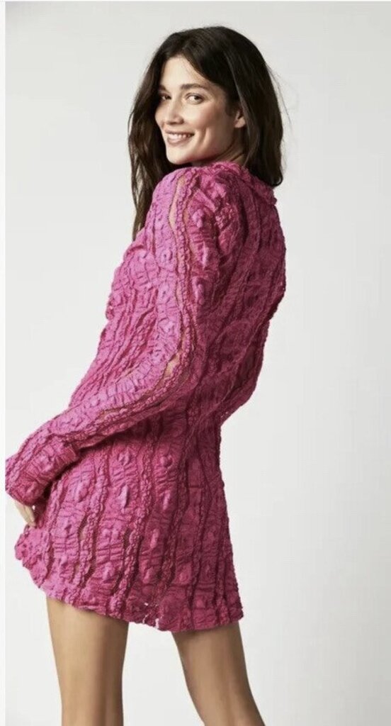 Free People NWT Shayla Lace Mini Dress in Pink (Retails for $158) - Size Small