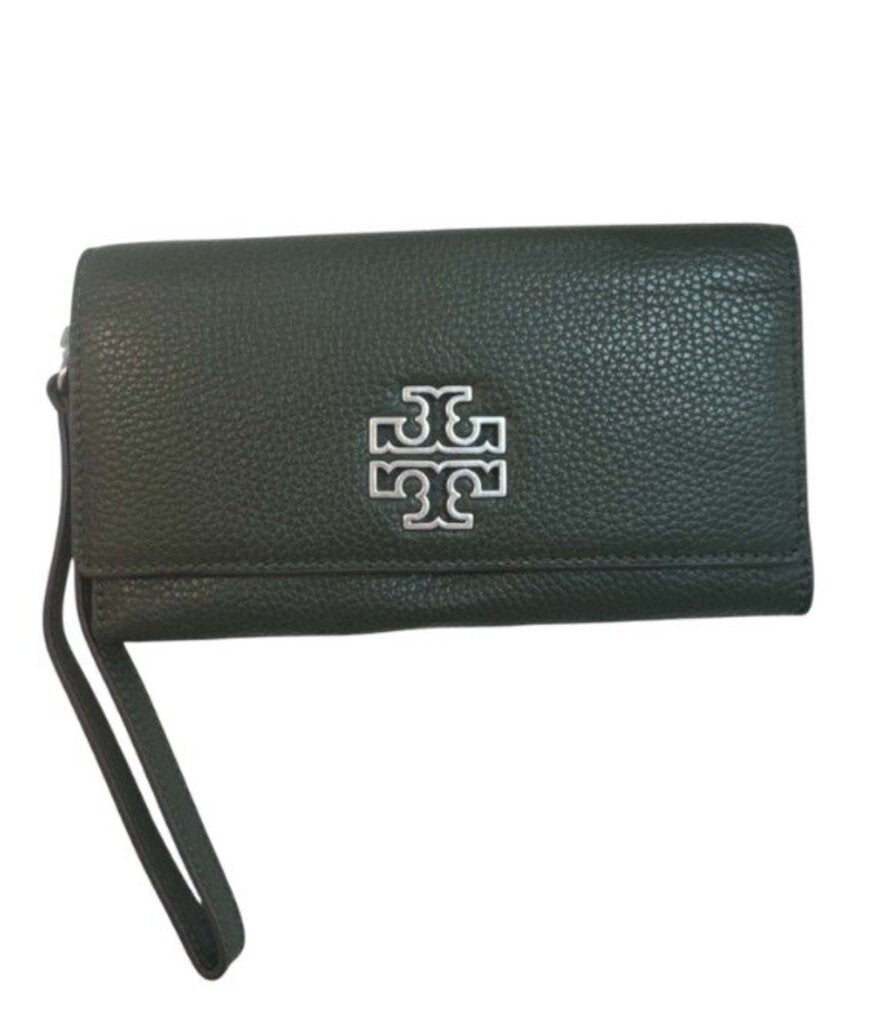Tory Burch Britten Smartphone Wristlet Wallet In Poblano Green