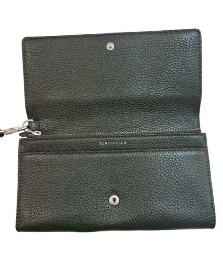 Tory Burch Britten Smartphone Wristlet Wallet In Poblano Green