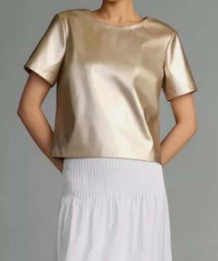 Anthropologie Porridge Metallic Collin Faux Leather Top NWT - Size Small