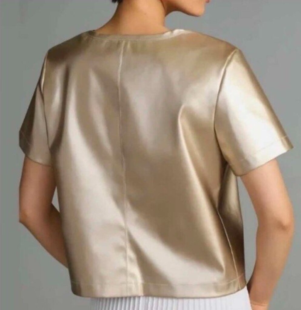 Anthropologie Porridge Metallic Collin Faux Leather Top NWT - Size Small