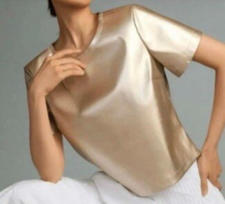 Anthropologie Porridge Metallic Collin Faux Leather Top NWT - Size Small