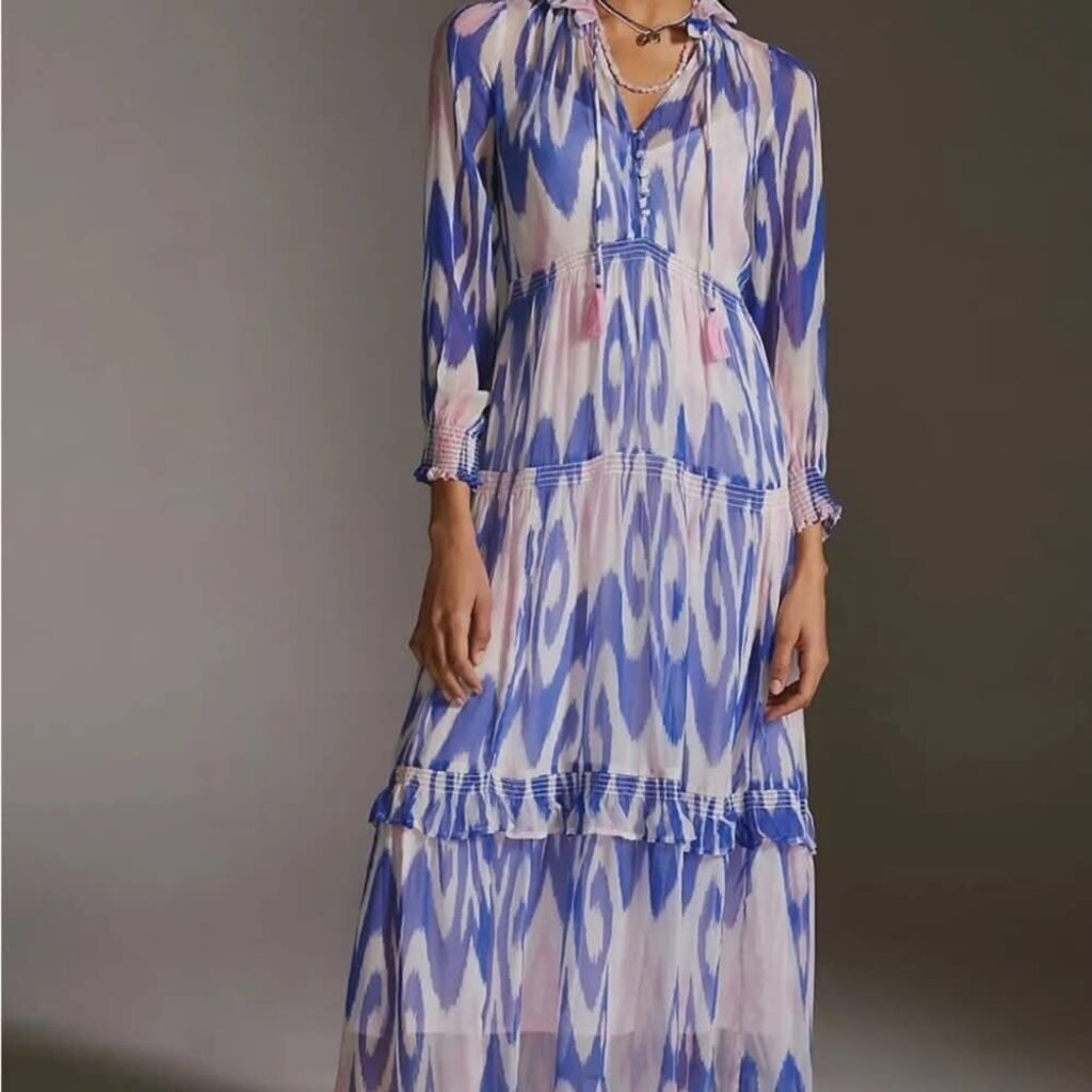 Anthropologie NWT Marias Printed Chiffon Maxi Dress (Retails for $180) - Size Large