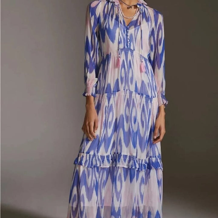 Anthropologie NWT Marias Printed Chiffon Maxi Dress (Retails for $180) - Size Large