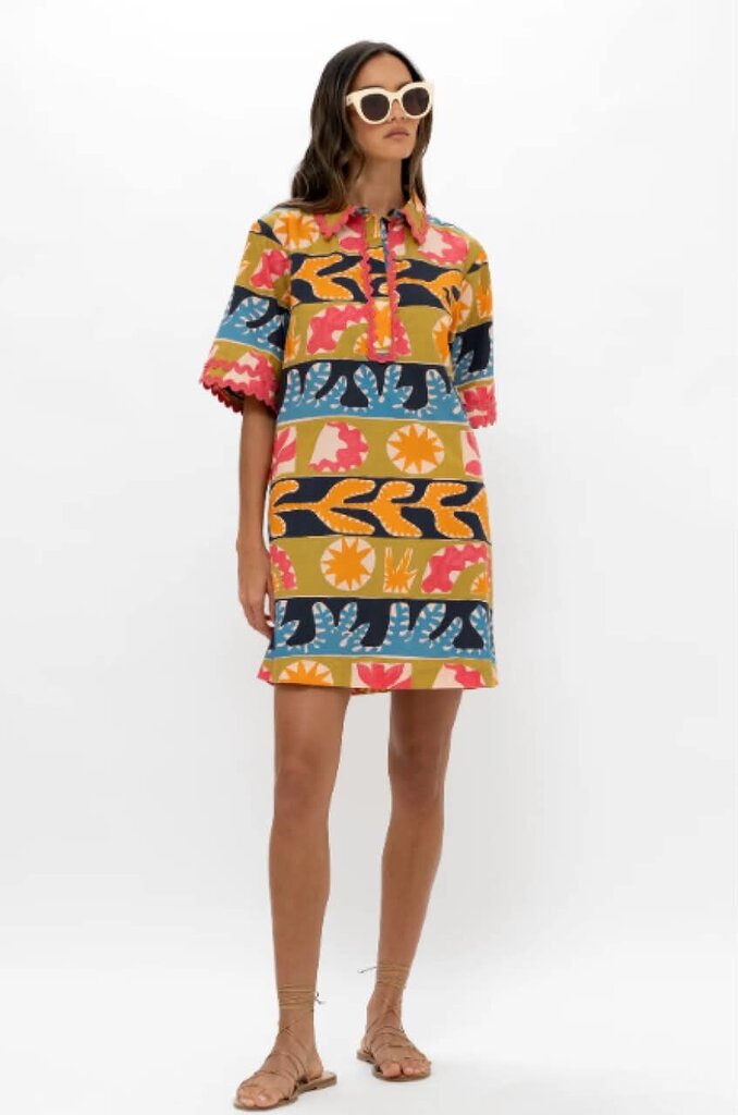 Oliphant Collared Mini Shirt Dress in Canyon Red - Size Small (Retails for $268)