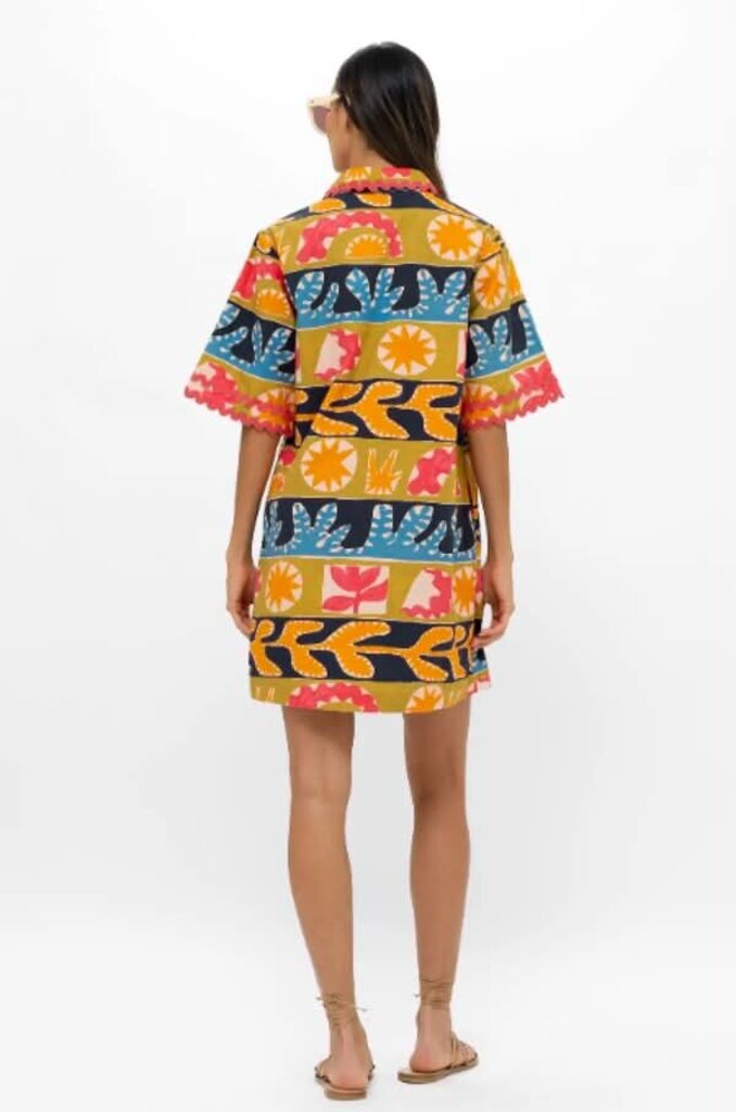 Oliphant Collared Mini Shirt Dress in Canyon Red - Size Small (Retails for $268)