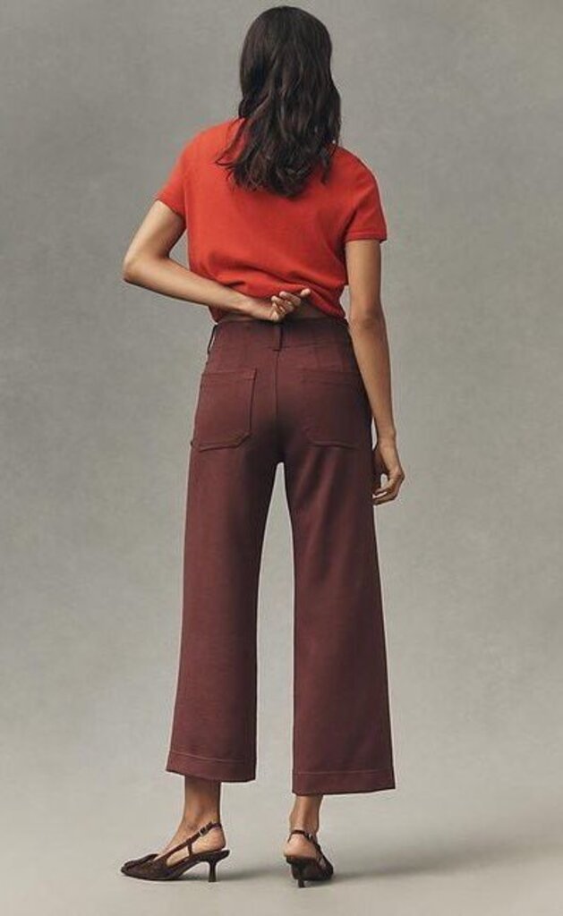 Maeve Brown The Collette Knit Crop Wide-Leg Trousers - Size 28