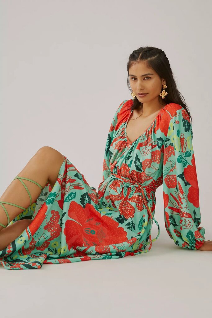 Farm Rio x Anthropologie Poppy Print Maxi Dress - Size Small