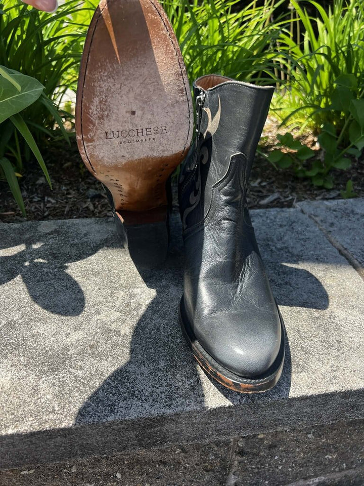 Lucchese Etched Short Boots (retailing for $325)- Size 8